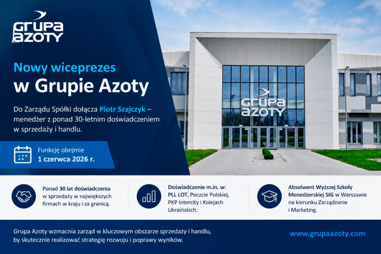 Nowy wiceprezes w Grupie Azoty. Do zarządu dołącza menedżer z LOT-u i Poczty Polskiej