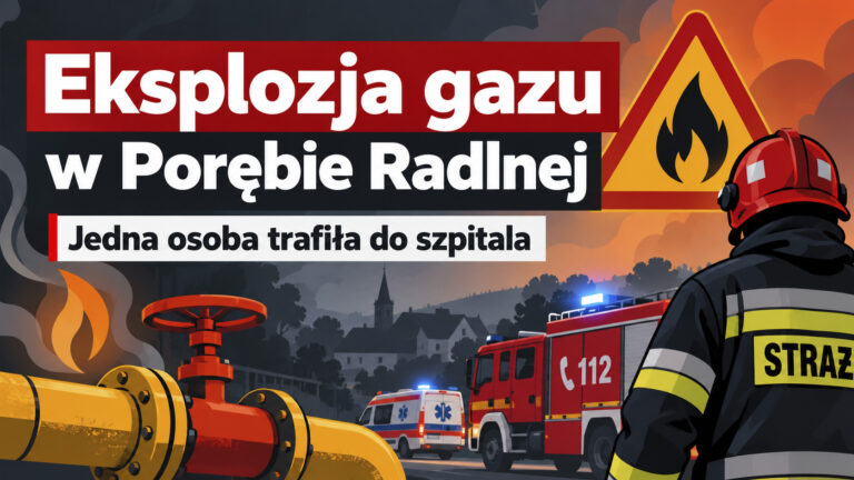 Potężny wybuch gazu w Porębie Radlnej. Kobieta zabrana śmigłowcem do szpitala